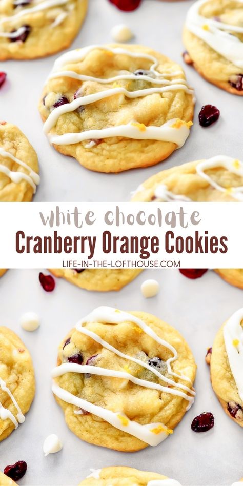 Dessert Recipes Chocolate, Chocolate Cranberry Cookies, Cranberry Orange Cookies, White Chocolate Drizzle, Cranberry Dessert, White Chocolate Cranberry Cookies, Chocolate Cranberry, Orange Cookies, White Chocolate Cranberry