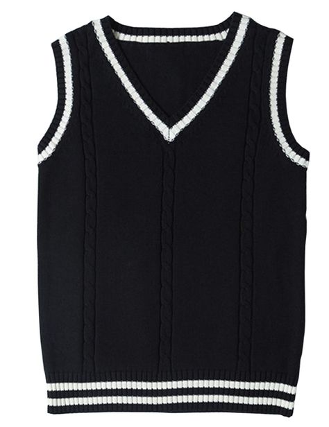 PRICES MAY VARY. 100% Cotton Pull On closure Hand Wash Only V neck, sleeveless, cable knit pattern on front. Contrast color rib trim on the neck, cuffs and hem. Pullover school uniform sweater vest, Suitable for spring, fall and winter. Suitable for party, cosplay, school and other casual occasion. Machine Washable/ hand washable, hand washable recommended. The brand "Locachy" is designed with simplicity, relaxing and comfortable, focus on providing more quality apparel.  Women's Casual Fit V Ne Sweater Vest Uniform, Vest Uniform, V Neck Sweater Vest, Houndstooth Sweater, Sleeveless Sweater Vest, Sleeveless Jumper, Trendy Sweaters, Sweater Vest Women, Sleeveless Pullover