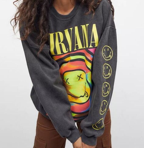 2023Nirvana Smiley Face Crewneck Sweatshirt Heliconia Color Gift Aesthetic TREND | eBay Nirvana Sweatshirt, Winter Pullover, Smiley Faces, Sweatshirt Women, Round Neck Sweaters, Oversized Top, Cotton Pullover, Long Sleeve Sweatshirt, Print Pullover