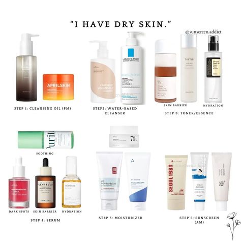 Korean skincare product recommendations for dry skin #dryskin #koreanskincarerountine #skincarerecommendations Skincare By Age, Dry Skin Care Routine Korean, Dry Skin Korean Skincare, Best Skincare For Dry Skin, Korean Skincare Products For Dry Skin, Dry Skin Makeup Products, Best Skincare Products For Dry Skin, Skin Care Products For Dry Skin, Skincare For Dry Skin Routine