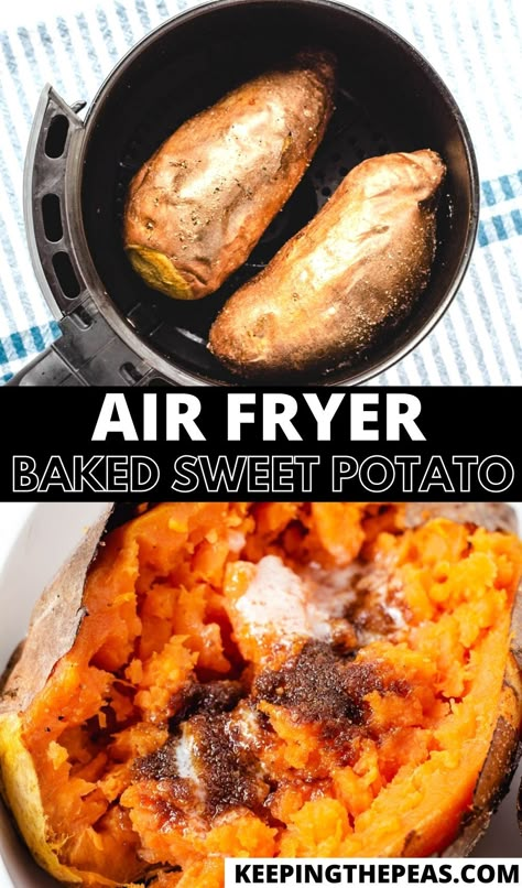 Air Fryer Sweet Potatoes, Loaded Baked Sweet Potato, Air Fryer Potato Chips, Homemade Sweet Potato Fries, Air Fryer Baked Potato, Sweet Potato Recipes Baked, Baked Sweet Potatoes, Homemade French Fries, Plat Simple