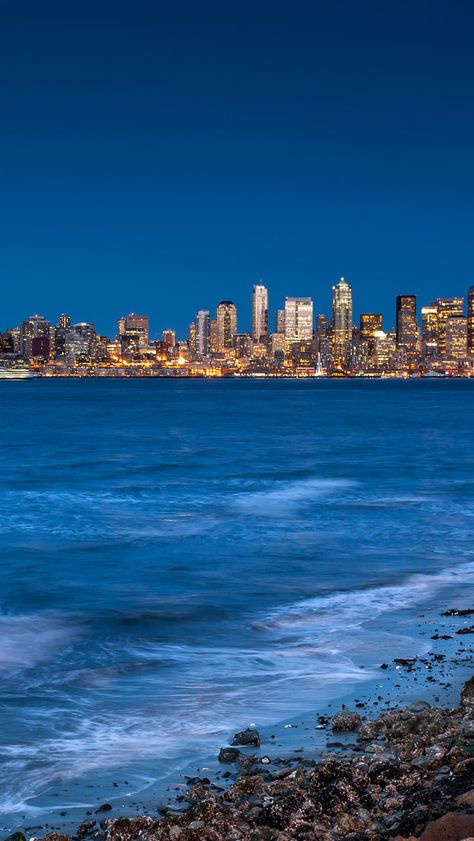 Seattle from the beach Seattle Wallpaper, Wallpaper City, Evergreen State, Whidbey Island, Sky Sea, Beach Wallpaper, We Are The World, Emerald City, Travel Memories