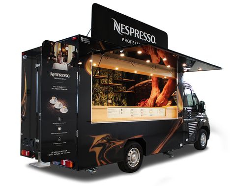 Traveling Café Nespresso | NV Food Truck Citroën Jumper Food Truck Design Interior, Food Truck Business Plan, Foodtrucks Ideas, Coffee Food Truck, Mobile Cafe, Mobile Coffee Shop, Coffee Van, Mobile Food Cart, Food Van