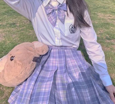 ac796a52db3f16bbdb6557d3d89d1c5adesc50957152ri Preppy Mode, Mini Skirt Summer, School Uniform Skirts, Womens Pleated Skirt, School Uniform Outfits, Plaid Pleated Skirt, Purple Skirt, Kawaii Fashion Outfits, Estilo Preppy