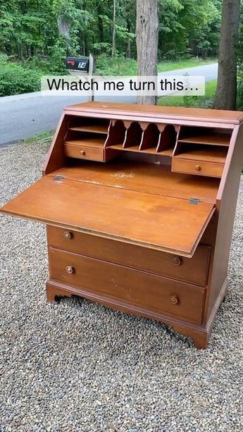 Old Wood Desk Makeover, Old Writing Desk Makeover, Black Painted Secretary Desk, Refurbished Writing Desk, Writers Desk Makeover, Drop Front Desk Makeover, Vintage Writing Desk Makeover, Refinishing Secretary Desk, Upcycled Secretary Desk