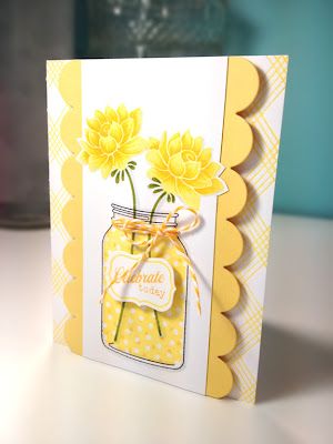 Love all the yellow and the layout Jar Inspiration, Friendship Jar, Paper Projects Diy, Jars Ideas, 3x3 Cards, Jar Fillers, Lavender Moon, Mason Jar Cards, Cards Craft