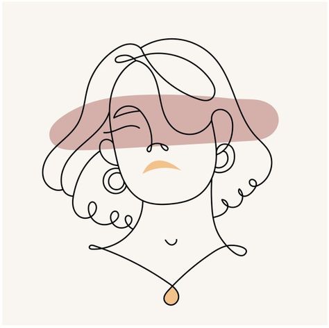 Faceless People, Pastel Colors Fashion, Jewelry Logo Design, Drawing Cartoon Faces, Embroidery Template, Different Hair, Line Art Design, Illustration Art Girl, Abstract Line Art