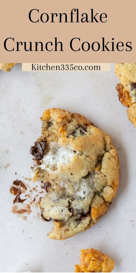 Cornflake Crunch, Cornflake Cookies Recipe, Chocolate Chip Marshmallow Cookies, Flake Chocolate, Crunch Cookies, Cornflake Cookies, Easy No Bake Cookies, Pineapple Dessert Recipes, Gooey Chocolate Chip Cookies