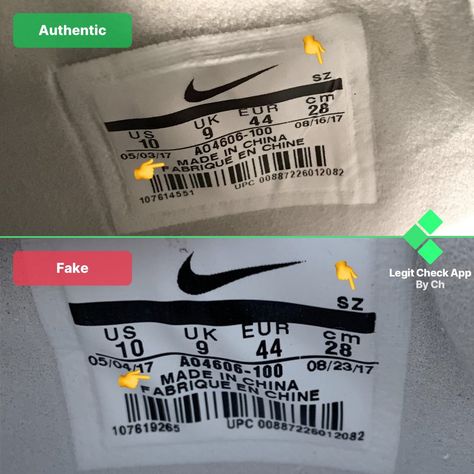 Since this is a simple size tag, we’ve got one main flaw on the replica Off-White Air Force 1 OG pair, visible in the real vs fake OW AF1 OG image above. Again, it is the thickness of the text.  The fake OW Air Force 1 OG pair has the “MADE IN CHINA” text, and the one below, looking too thick, while the legit pair that indicates where the sneakers have been manufactured in, looks a lot thinner. Nike Air Force 1 Fake Vs Real, Legit Check, Nike Original, Af1 Shoes, White Air Force 1, Force One, Air Force 1, Nike Air Force, Size Tag