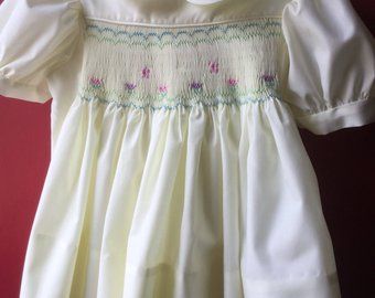 Hand smocked dress size 2 Hand Smocked Dress, Hand Smock, Smocked Dress, Off Shoulder Blouse, Smocking, Off Shoulder, Size 2, Sewing, Women's Top