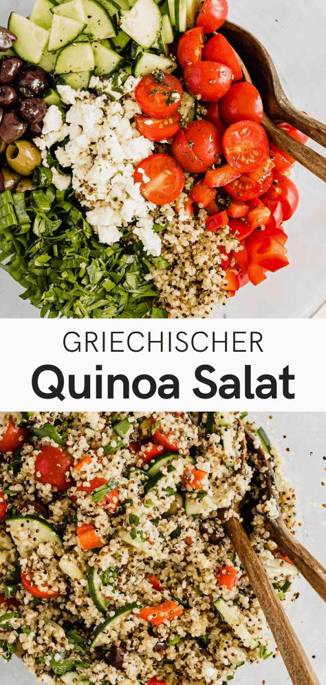 Gluten Free Greek Salad, Quinoa Salad Recipes Healthy, Greek Quinoa, Salad Recipes Healthy, Greek Quinoa Salad, Vegan Feta, Quinoa Salad Recipe, Vegan Feta Cheese, Quinoa Salat