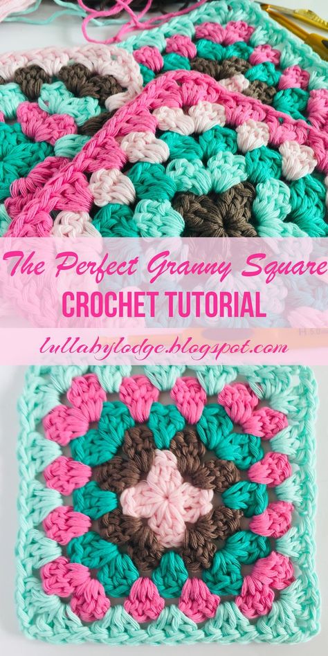 How To Granny Square Crochet, Perfect Granny Square, Projek Mengait, Granny Squares Crochet, Granny Square Häkelanleitung, Motifs Granny Square, Crochet Granny Square Tutorial, Granny Square Haken, Square Crochet Pattern