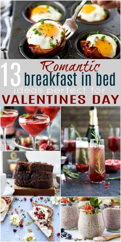 The BEST 13 Romantic Breakfast in Bed Ideas Perfect for Valentines Day. Everything from chocolate banana bread, to egg cups, frittatas, chia pudding, mimosas, waffles and ricotta toast! Treat your loved one to a breakfast of special and healthy foods! #easy #homemade #valentinesday Breakfast Ideas Romantic, Romantic Breakfast In Bed, Breakfast In Bed Ideas, Chocolate Covered Strawberry Cheesecake, Romantic Breakfast, Vegan Truffles, Valentines Recipes Desserts, Valentines Breakfast, Ricotta Toast