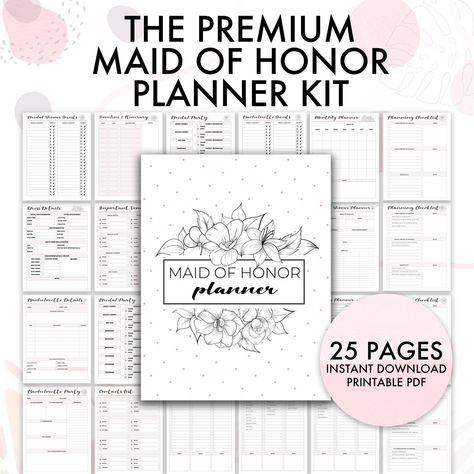 Maid of Honor Planner Organizer, Will You Be My Maid of Honor, Wedding Planner, Maid of Honour Proposal, 8.5x11 Bundle Digital Download | Printable Planner For Moms by  Elnora Culpepper Maid Of Honor Planner Printable Free, Wedding Day Kit, Maid Of Honor Planner, Beauty Planner, Bachelorette Party Planner, Wedding Planning Guide, Planner Organiser, Planner Monthly, Maid Of Honour