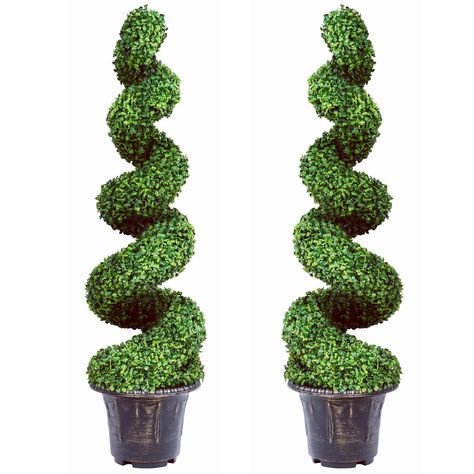 PRICES MAY VARY. VIBRANT AND LIFELIKE: This 4 ft artificial topiary spiral tree features thick rattans and vivid green leaves, adding impressive vibrancy to your space. Ideal for bringing a lively touch of nature to your home or garden. SAFE AND LOW-MAINTENANCE: Made of PE and PP, this faux topiary tree is allergy-resistant and has no unpleasant smells. It requires no water or sunlight for upkeep. STURDY CONSTRUCTION: The artificial spiral tree is supported by a rustproof metal pipe for stabilit Plants For Home Office, Faux Topiary, Spiral Topiary, Boxwood Tree, Spiral Tree, Topiary Tree, Plants For Home, Artificial Topiary, Outdoor Trees