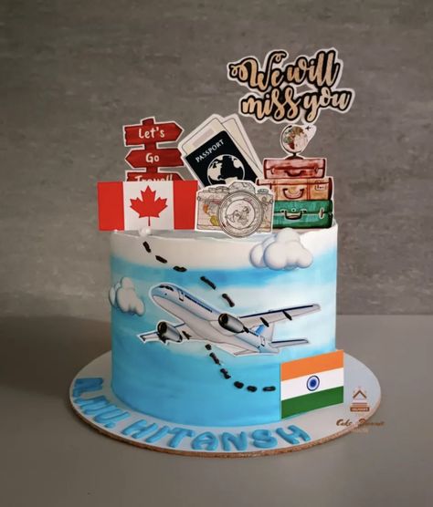 Journey Cake Design, Bon Voyage Cake Ideas, Happy Journey Cake Ideas, Happy Journey Cake, Africa Cake, Bon Voyage Cake, Decor Tort, Leaving Party, Friends Birthday Cake