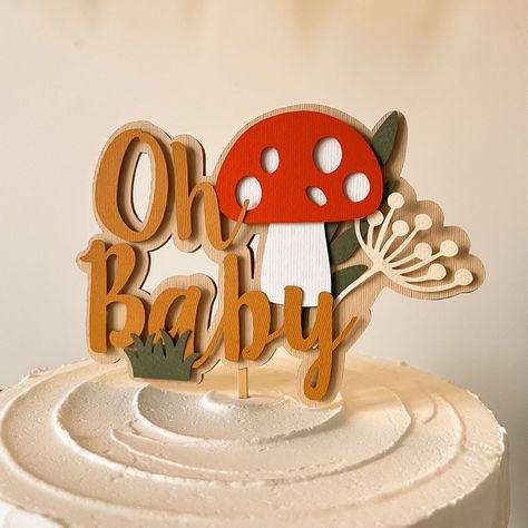 Mushroom Cake Topper Toadstool Baby Shower Oh Baby Topper Gender Neutral Party Decor - Etsy Enchanted Forest Baby Shower Theme Boy, Mushroom Baby Shower Ideas, Mushroom Cake Topper, Cottagecore Baby, Forest Cottagecore, Enchanted Forest Baby Shower, Oh Baby Cake, Mushroom Cake, Cottagecore Forest