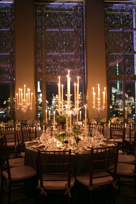 Wedding Reception Candles, Wedding Reception Rooms, Candles Reception, Table Arrangements Wedding, Rainbow Room, Venue Decor, Wedding Decor Elegant, Gay Wedding, Art Deco Wedding