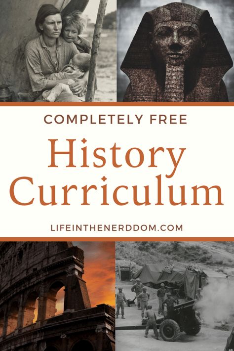 Free History Curriculum at LifeInTheNerddom.com 8th Grade History, American History Homeschool, Teaching Us History, Middle School History, World History Lessons, American History Lessons, Homeschool Social Studies, History Curriculum, Homeschool Elementary