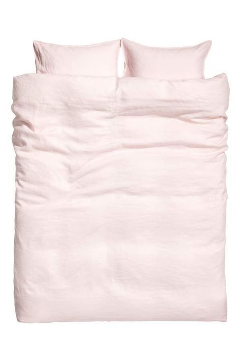 H&M Washed Linen Duvet Cover Set Pretty Duvet Covers, Washed Linen Duvet Cover, Linen Bedding Natural, Pink Duvet Cover, King Duvet Cover Sets, Linen Duvet Cover, Double Duvet, Linen Duvet Covers, Linen Duvet