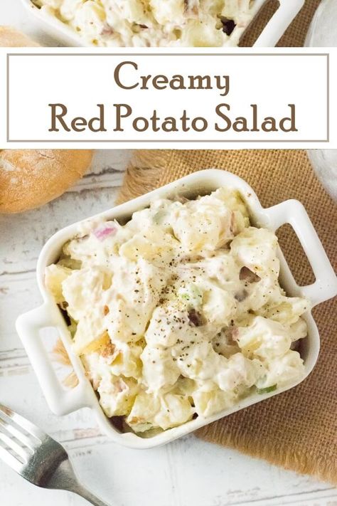 Creamy Red Potato Salad recipe #picnic #potluck #sidedish #summer 1905 Salad Recipe, Recipe With Sour Cream, Red Skin Potato Salad, Red Potato Salad Recipe, Picnic Potluck, Red Bliss Potatoes, Potatoe Salad, Red Potato Salad, Potato Salad Recipe Easy