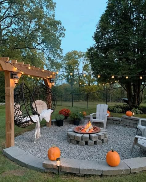 Firepit Backyard Slope, For Pit Ideas, Romantic Yard Ideas, Landscaping Ideas For Side Of House Driveways, 5 Acre Backyard Ideas, Firepits Backyard Landscaping Ideas, Huge Yard Landscaping, Yardscapes Backyards, Lighting Around Fire Pit