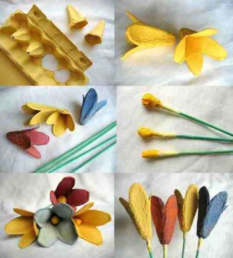 Egg Box Craft, Egg Carton Art, Diy – Velikonoce, Disiplin Anak, Egg Carton Flowers, Egg Packaging, Diy Flores, Fleurs Diy, Egg Carton Crafts