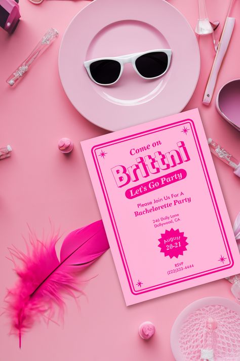 Barbie Invitation Template, Bachelorette 2023, Barbie Fever, Barbie Invitation, Hey Barbie, Barbie Invitations, Barbie Bachelorette, Barbie Theme Party, Bachelorette Invitation