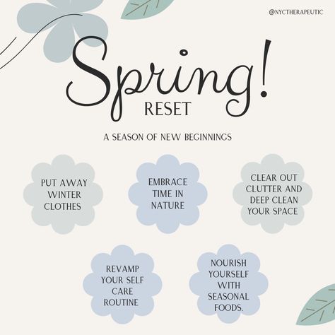 🌱Spring is nature's way of pressing the reset button. 🌸 Embrace the season of renewal and bloom into your best self.   #nyc #nyctherapy #spring #bestself #reset Spring Reset, Spring Bucket List, Organizing Things, Spring Fun, Wellness Wednesday, Reset Button, Todo List, Index Cards, Your Best Self