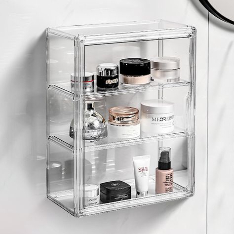 PRICES MAY VARY. 【 Practical Organizer 】The medicine cabinet is measured nearly at 10.5“L * 5.1”W * 14.2“H in size, very suitable to store bath supplies,cosmetics,medication bottles or toiletry for small bathroom spaces,keeping items tidy and organized. 【 Self Adhesive Design 】This cabinet organizer can be fixed on wall with attached strong sticky self-adhesive tape which can hold up to 12 LBS.Please attention that it only applies to smooth surface like glass,ceramic tile,metal,etc. 【 Adjustable Small Bathroom Wall Cabinet, Bathroom 2024, Farmhouse Storage Cabinets, Medicine Cabinet Organization, Bathroom Wall Cabinet, Farmhouse Storage, Bath Supplies, Cabinet Wall, Kitchen Vanity