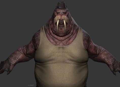 Walrus Man, Jerad Marantz on ArtStation at https://www.artstation.com/artwork/xJZ3OR Walrus Character Design, Jerad Marantz, Great Britain, Fun Stuff, Sci Fi, Batman, Comics, Writing, Red