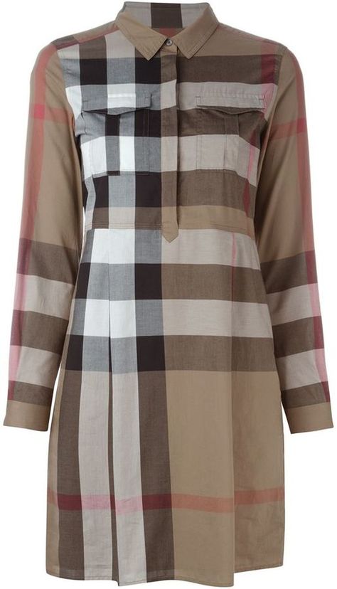 Brown Cotton Dress, Check Shirt Dress, Dresses Beige, Checked Shirt Dress, Burberry Dress, Slay Outfits, Chic Fall Outfits, Burberry Brit, Gucci Fashion