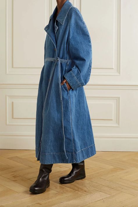 23 Trench Coats for 2022 That You’ll Wear Forever | Glamour UK Jean Trench Coat, Trench Coat Outfit, Denim Trench Coat, Clothes Stand, Blue Trench Coat, Designer Coats, Fashion To Figure, Mode Ootd, Coats And Jackets