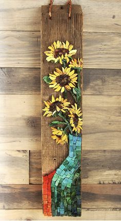 Mosaic Flowers Patterns, Flower Mosaics, Mebel Antik, Sunflower Mosaic, Balkon Decor, Mosaic Art Diy, Mosaic Garden Art, Mosaic Art Projects, Vejle