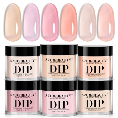 PRICES MAY VARY. 【Perfect Dip Powder Set】Sheer 6 Pcs translucent nail dip powder feels and looks natural, is lightweight, and has impeccable shine. It looks just like your original nails, but the pink inside will make your original nails look shinier and healthier. A clear dip powder set is ESSENTIAL for everyone! Clear nail powder can be used as the base layer and colors layer. Meet your all manicure need. 【Superior Quality & Long Lasting】AZUREBEAUTY dip powder nail kit is long-lasting and anti Azurebeauty Dip Powder, Pink Skin Tone, Nail Art French, Dip Manicure, Diy Salon, Salon Gifts, Nail Art Salon, Manicure Diy, French Nail Art