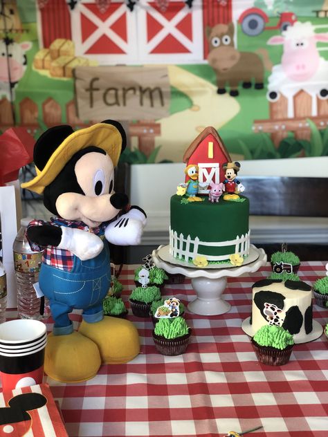 Mickey And Donald Have A Farm Party, Mickey Mouse Farm Birthday Party, Second Birthday Boys, Mickey Mouse First Birthday, Farm Themed Birthday Party, Mickey Birthday Party, Farm Birthday Party, Mickey Mouse Birthday Party, Mickey Birthday