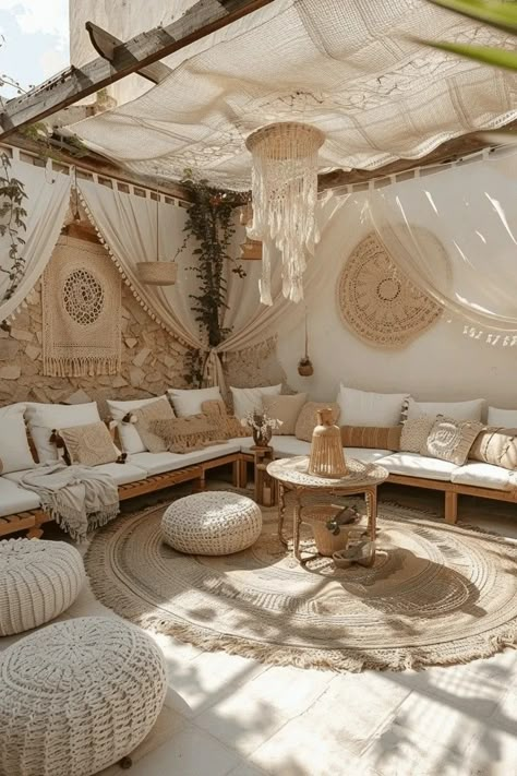 Bohemian Decorating, Amazing Houses, Healing Room, Mediterranean Landscaping, Bali Style, Outdoor Decor Backyard, Outdoor Patio Decor, Outdoor Pergola, Garden Seating