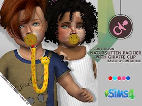 Sims 4 CC's - The Best: NATURSUTTEN PACIFIER WITH GIRAFFE CLIP by coupurelectrique Ts3 To Ts4, Toddler Cc Sims 4, Sims 4 Toddler Clothes, Sims 4 Piercings, Sims Baby, Sims 4 Black Hair, Sims 4 Cas Mods, Sims 4 Cc Kids Clothing, Sims Packs