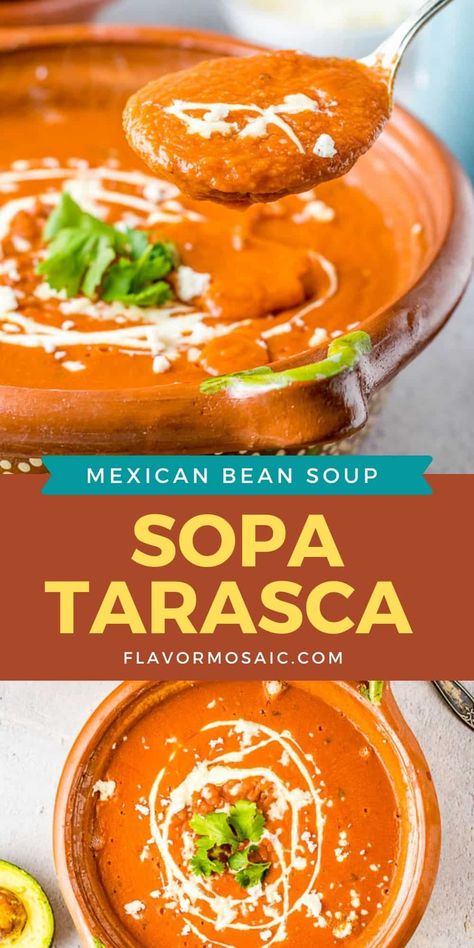 Mexican Pinto Bean Soup, Pinto Bean Soup Recipes, Bean Dips, Mexican Bean Soup, Pinto Bean Soup, Pinto Bean Recipes, Tortilla Strips, Pinto Bean, Homemade Mexican