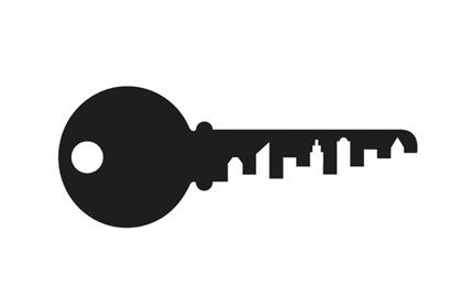 Key to the City Logo Design Negative Space, Negative Space Design, Architect Logo, Logo Personal, Logo Design Love, Negative Space Logos, Clever Logo, Graphisches Design, Logo Luxury