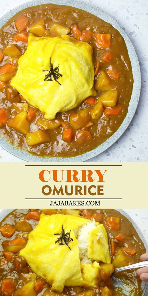 Curry Omurice, Japanese Curry Sauce, Omurice Recipe, Japenese Food, Egg Omelet, Japanese Curry, Easy Asian Recipes, Bento Recipes, Curry Dishes