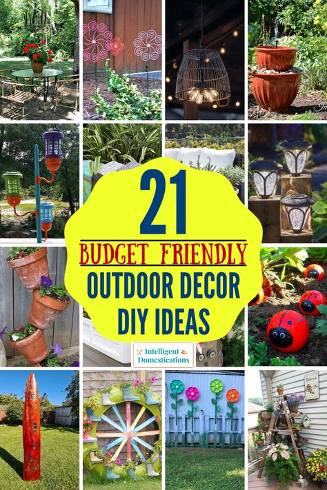 DIY outdoor decorating ideas Diy Backyard Decor, Outdoor Decorating Ideas, Diy Yard Decor, Garden Crafts For Kids, Diy Lawn, Minimalist Garden, Lawn Art, Tranquil Retreat, Diy Xmas Gifts