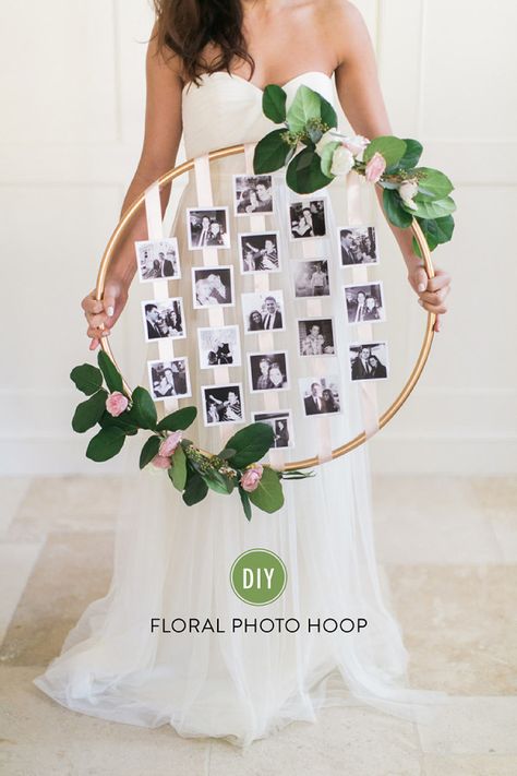 DIY Floral Photo Hoop from @stylemepretty [photo: @rutheileenphoto] Rustic Wedding Decorations, Wedding Crafts Diy, Wedding Wreaths, Desi Wedding, Floral Photo, Hula Hoop, Wedding Crafts, Diy Photo, Flower Photos