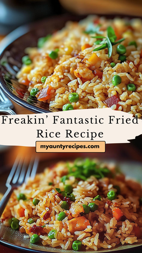 This Freakin’ Fantastic Fried Rice Recipe is a quick and easy way to enjoy restaurant-quality fried rice at home. Made with fluffy rice, mixed vegetables, scrambled eggs, and savory seasonings, this dish is the perfect side or main course for any Asian-inspired meal. Customize it by adding your favorite proteins like chicken, shrimp, or tofu for an extra hearty version. Authentic Chicken Fried Rice Recipe, Take Out Fried Rice Recipe, Best Pork Fried Rice Recipe, Fried Rice With Veggies, Chicken Fried Rice With Vegetables, Fried Rice With Instant Rice, Homemade Chinese Food Recipes Fried Rice, Sticky Fried Rice Recipe, Asian Chicken Fried Rice