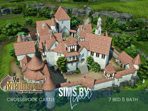 Medieval Houses Sims 4, Sims Castle Plans, Sims Castle Layout, Sims 4 Medieval Lots, Sims 4 Medieval Castle, Sims4 Castle, Sims 4 Medieval House, Sims 4 Castle Cc, Sims 4 Castle