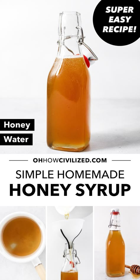 Honey and water are all that’s needed to make this honey simple syrup. Use it in coffee, tea, or any drink where you want the sweet taste of honey. #simplesyrup #coffeerecipes #tearecipes #honeysyrup How To Make Honey Simple Syrup, Honey Cinnamon Syrup, Honey Coffee Syrup, Simple Syrup With Honey, Honey Iced Coffee, Honey Simple Syrup Recipe, Honey Syrup Recipe, Different Coffee Drinks, Warm Milk And Honey