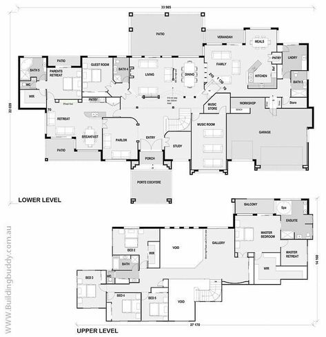 Big House Plans 6 Bedroom, Big Family House Layout, Big Family House Plans, Drawing House Plans, 6 Bedroom House Plans, House Plans Ideas, 6 Bedroom House, Retreat House, Home Design Floor Plans