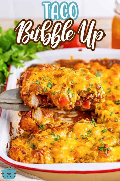 Taco Bubble Up, Taco Bubble Up Casserole, Quick Casserole, Bubble Up Casserole, Mexican Ideas, Delish Dinners, Mexican Dinners, Fiesta Recipes, Beef Ideas