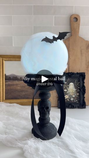 7.4K views · 1.5K reactions | My first Dollar Tree DIY for Halloween. The candlestick and crystal ball were $8. I painted them to look a little aged, making them look like one. For under $10 this is definitely a win in my book! 🔮

🖤Save & send this to a DIY loving friend.
.
.
.
.
#halloweendiy #dollartree #dollartreefinds #dollartreehalloween #diyhalloween #diydecor #dollartreediy | Stephanie Hanna | LÒNIS & Little League · Check This Out Tree Projects, Dollar Tree Halloween, Creepy Halloween Decorations, Dollar Tree Finds, Halloween Diy Crafts, Seasonal Decorations, 10k Views, Halloween Stuff, Creepy Halloween