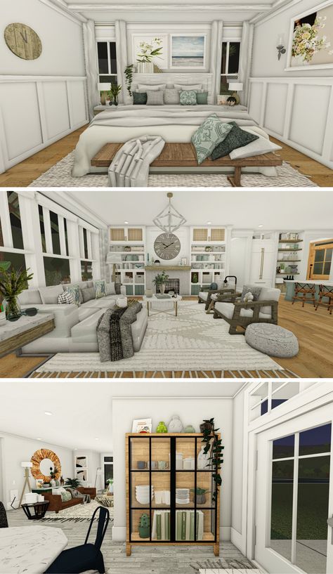 Modern Bloxburg House Living Room, Bloxburg Seating Area Ideas, Bloxburg Living Room Inspiration, Bloxburg Family Home Interior, Traditional Bloxburg House Ideas, Bloxburg House Inspo Living Room, Cozy Bedroom Bloxburg, Traditional House Living Room, Western Bloxburg House